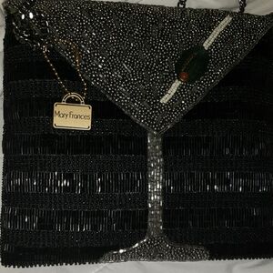 Mary Frances Black and Silver Martini Clutch
